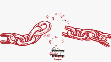 Opposing chains of tyranny with a chain of solidarity, hope and democracy
